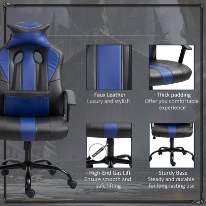 Adjustable Racing Gaming Chair High Back Racing Style with Lumbar Support and Pillow Blue Video Game Chairs   at Gallery Canada