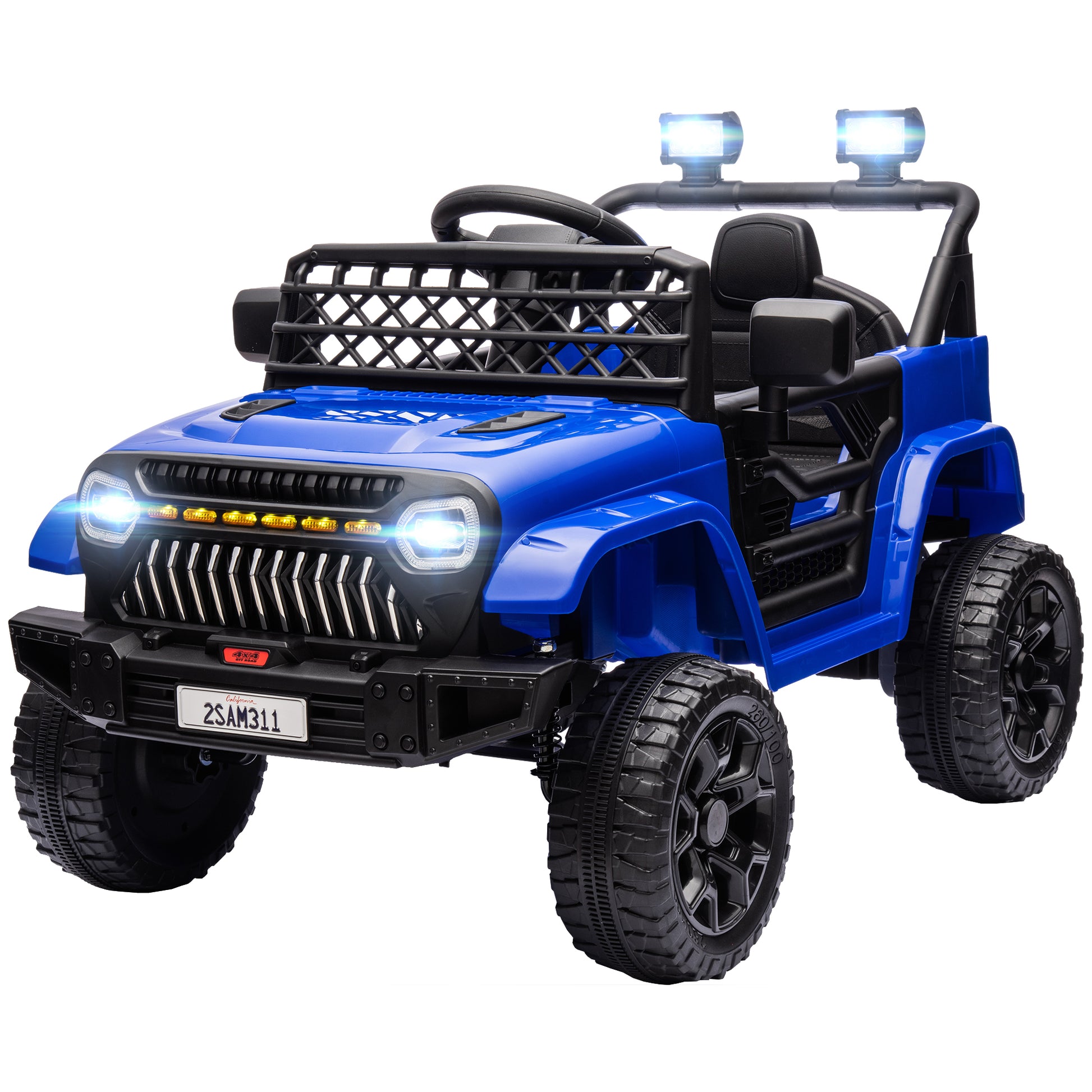 12V Ride on Truck, Electric Car for Kids with Remote Control, Suspension, 3 Speeds, USB Music Headlights, Dark Blue Electric Toy Cars   at Gallery Canada