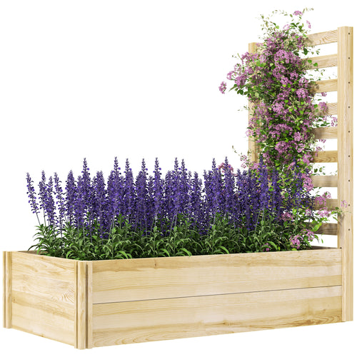Wood Planter Box with Trellis for Climbing Plants, Raised Garden Bed for Outdoor Flowers Herbs, 91