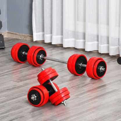 66lbs 2-In-1 Dumbbell &; Barbell Adjustable Set Strength Muscle Exercise Fitness Plate Bar Clamp Rod Home Gym Sports Area Dumbbells & Barbells   at Gallery Canada