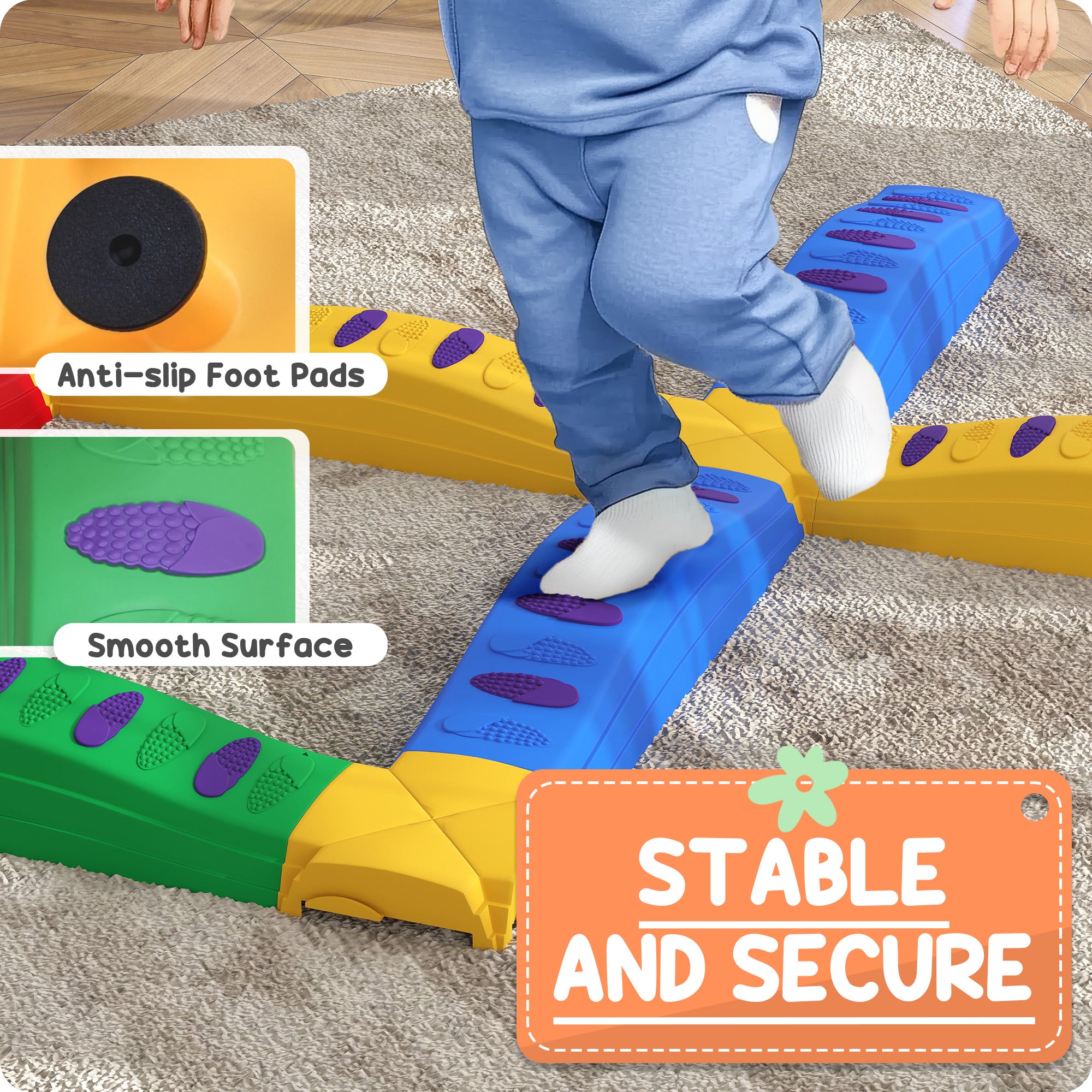 12PCs Balance Beam with Non-Slip Foot Pads for 3-8 Years Baby Gym & Playmats at Gallery Canada