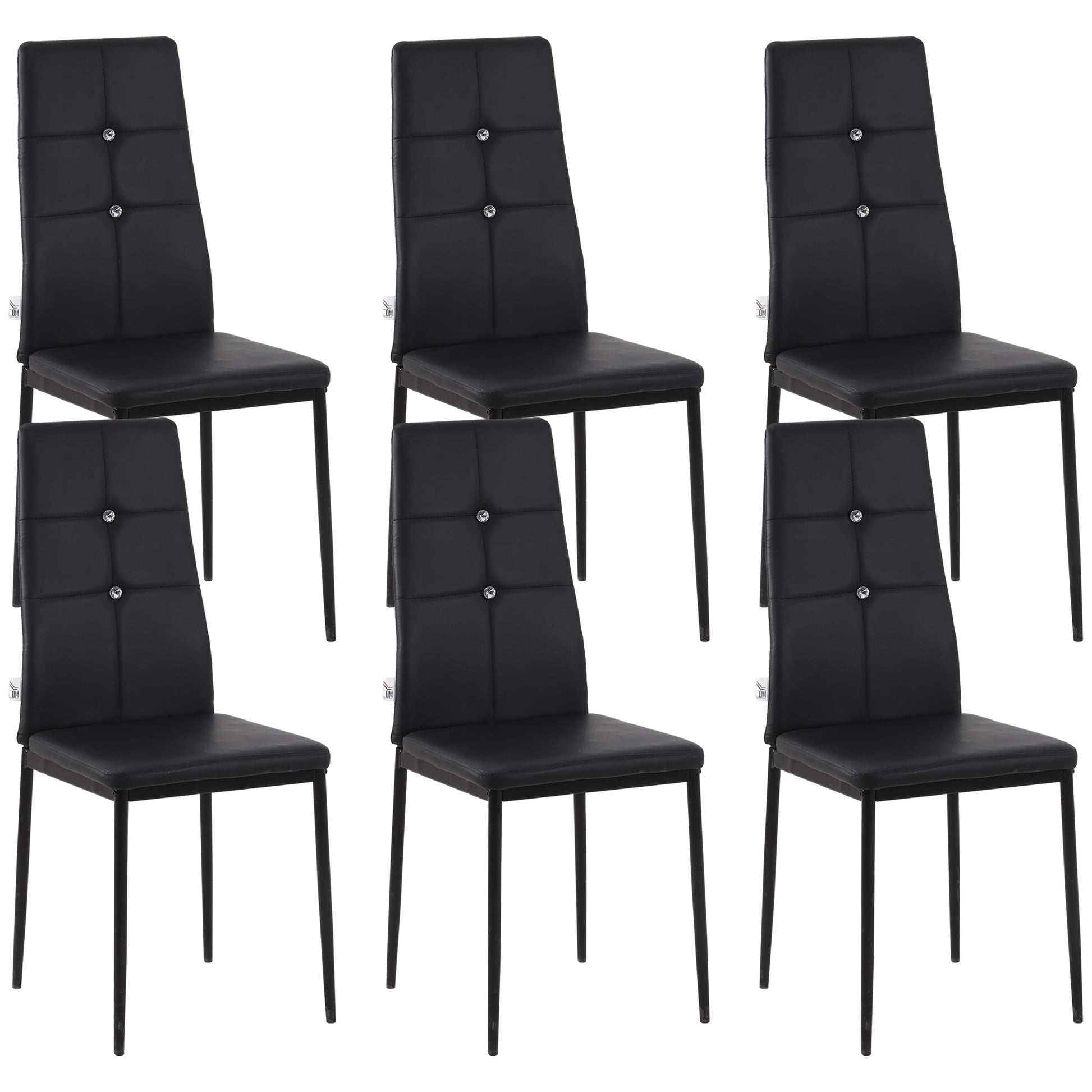 Set of 6 Button Tufted Back Side Chairs with Upholstered Seat, Steel Legs for Living Room, Kitchen, Bedroom, Black Dining Chairs   at Gallery Canada