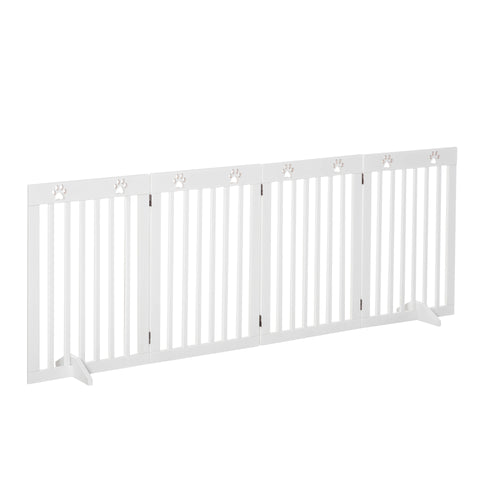 Freestanding Pet Gate 4 Panel Dog Barrier Folding Safety Fence with Support Feet up to 80.25