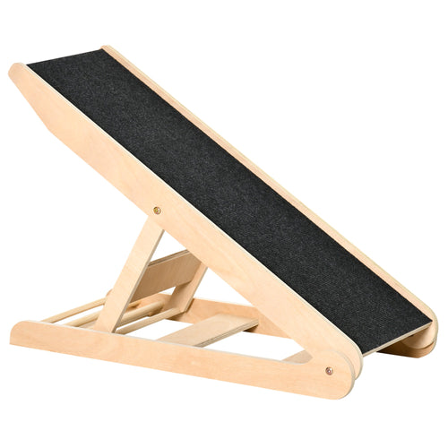 Foldable Height-Adjustable Pet Ramp for Small Dogs and Cats, Non-Slip Surface, Natural