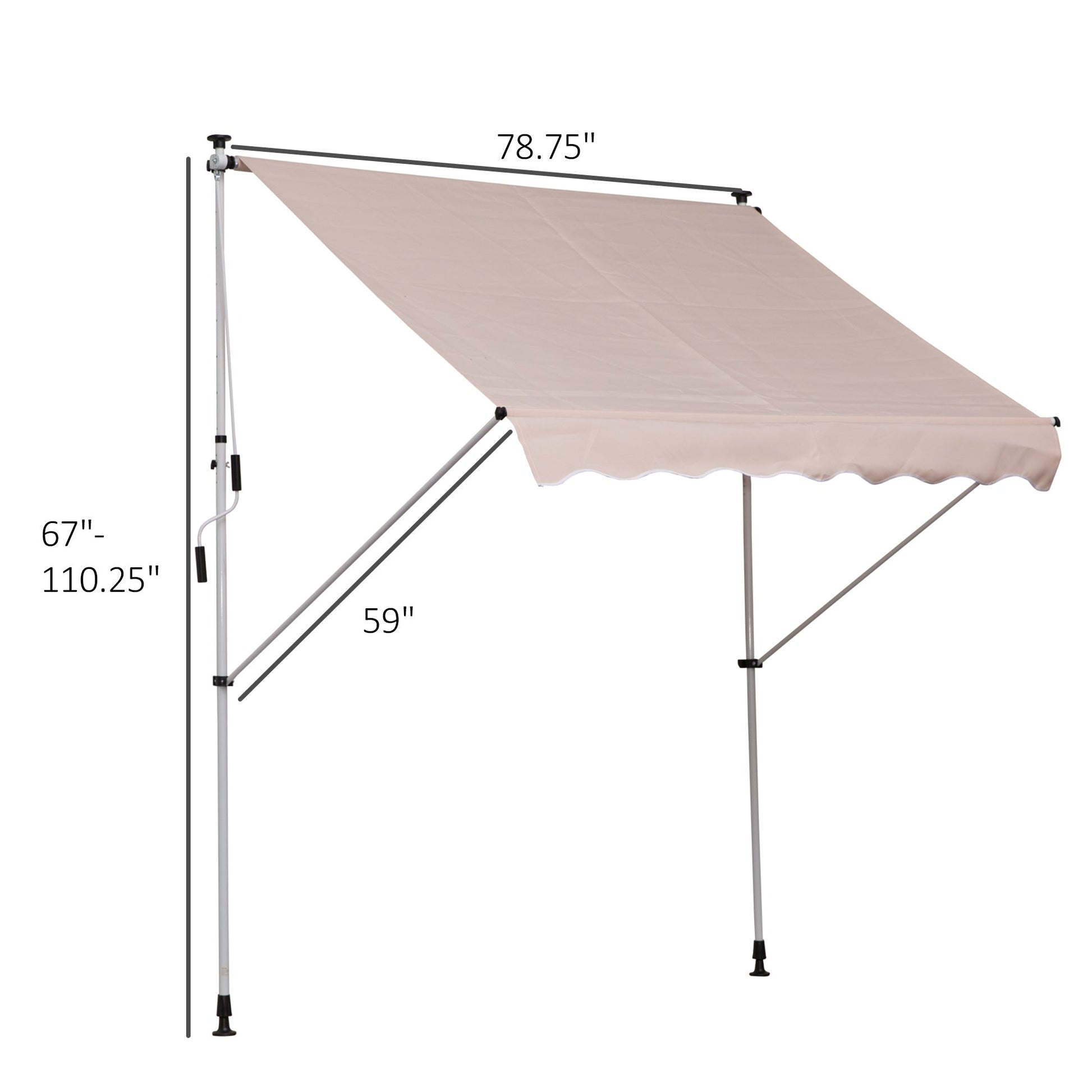 6.6'x5' Manual Retractable Patio Awning Window Door Sun Shade Deck Canopy Shelter Water Resistant UV Protector Beige Door Awnings   at Gallery Canada