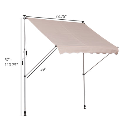 6.6'x5' Manual Retractable Patio Awning Window Door Sun Shade Deck Canopy Shelter Water Resistant UV Protector Beige Door Awnings   at Gallery Canada