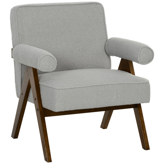 Cashmere Accent Chair Armchair with Wide Seat and Soft Padded Armrests for Reading, Bedroom, Light Grey Accent Chairs   at Gallery Canada