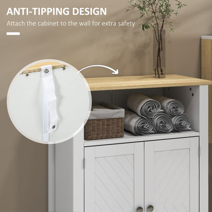 Bathroom Floor Storage Cabinet, Freestanding Bathroom Cabinet with Double Doors and Adjustable Shelf, White Bathroom Cabinets   at Gallery Canada