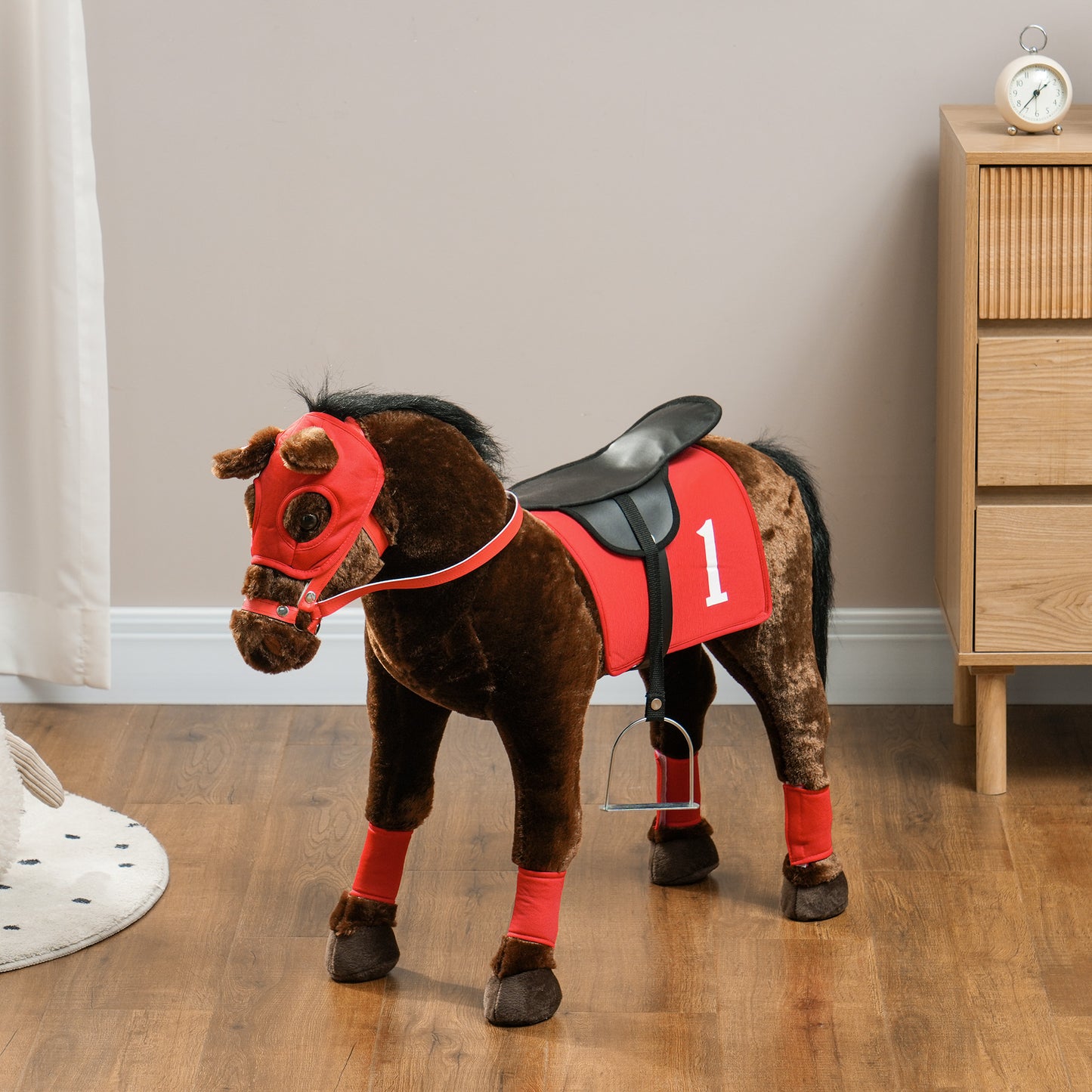 Kids Ride On Horse w/ Neighing Sound, Saddle, Stirrups, for 3-8 Years Rocking Horses   at Gallery Canada