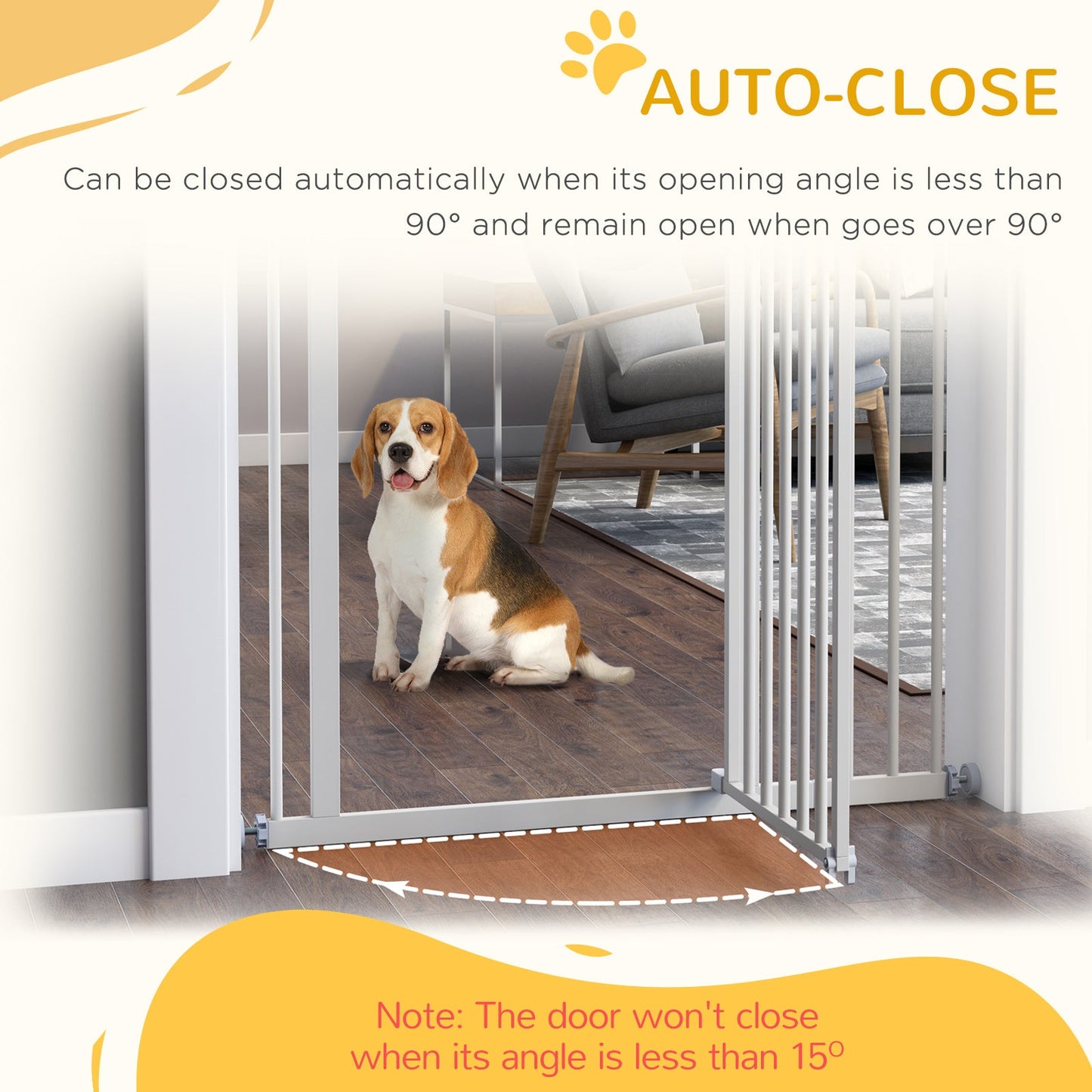 Pet Gate for Dogs, Portable Dog Gate, Walk Through Pressure Fit, Auto Close and Double Locking for Doorways, Hallways, Stairs, White Houses, Kennels & Pens   at Gallery Canada