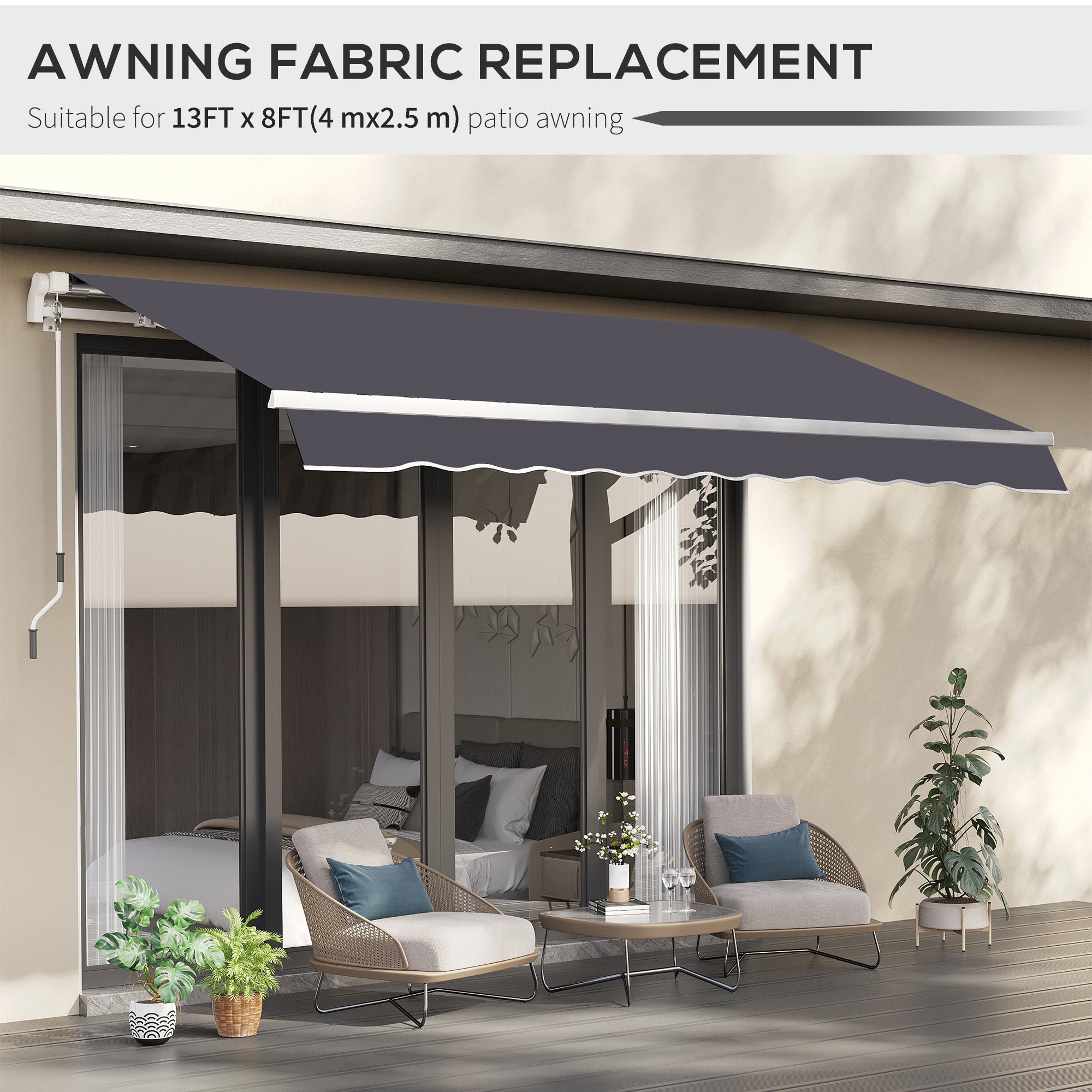 11' x 10' Retractable Awning Fabric Replacement Outdoor Sunshade Canopy Awning Cover, UV Protection, Grey Awning Fabric Replacement at Gallery Canada