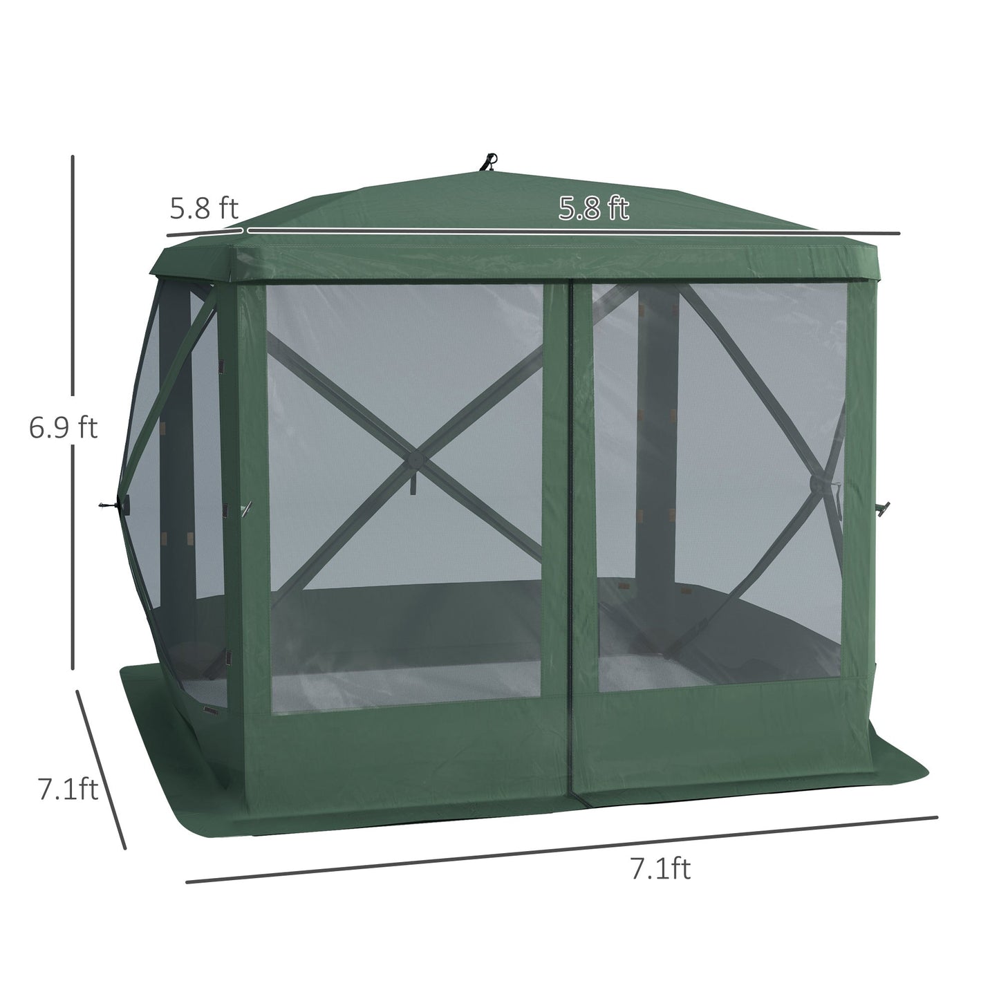 Pop-Up Screen House Gazebo Camping Outdoor Instant Setup Tent Fits 3-4 People 210D Material w/ Carry Bag &; Ground Stakes, Green Pop Up Canopies   at Gallery Canada