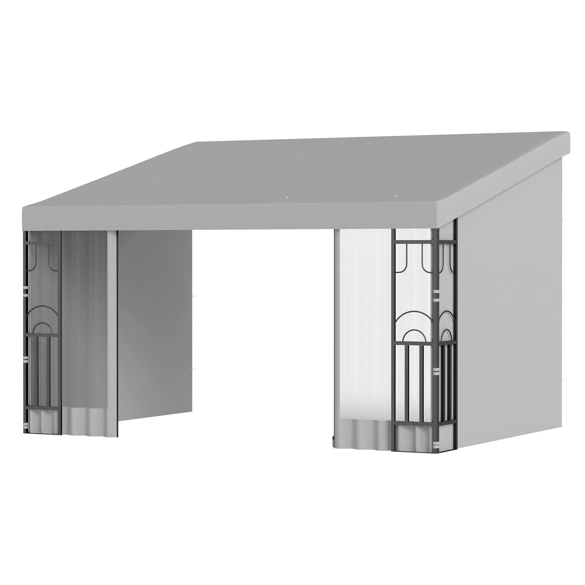 10' x 13' Wall Pergola, Outdoor Gazebo with 2 Curtains and 2 Nettings, UV Resistant, for Patio, Deck, Light Grey Pergolas Light Grey at Gallery Canada