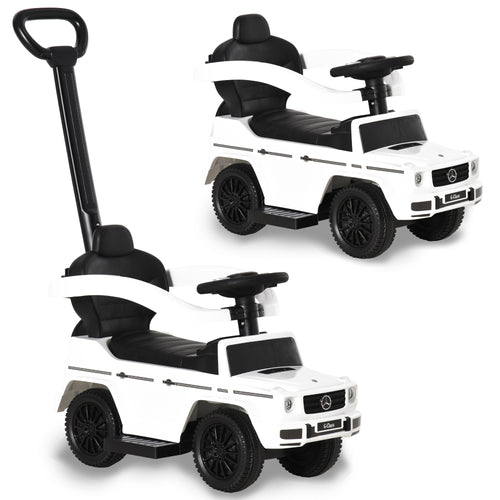 Mercedes-Benz G350 Licensed Push Car, 3-in-1 Toddler Sliding Car with Horn, Steering, Foot Rest, Seat Storage, White