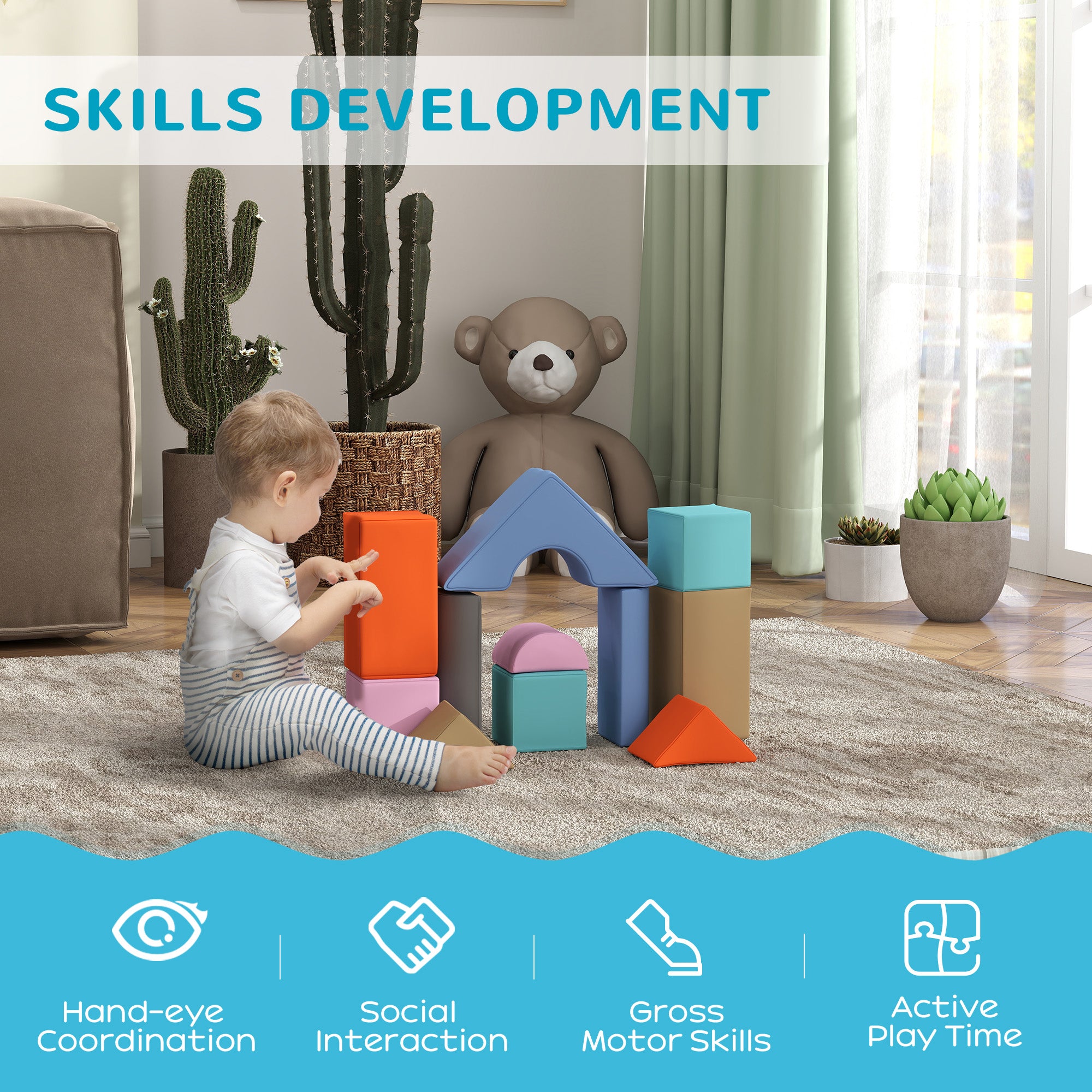 11 Piece Soft Play Equipment for Kids 6-72 Months, Light Colour Baby Gym & Playmats at Gallery Canada