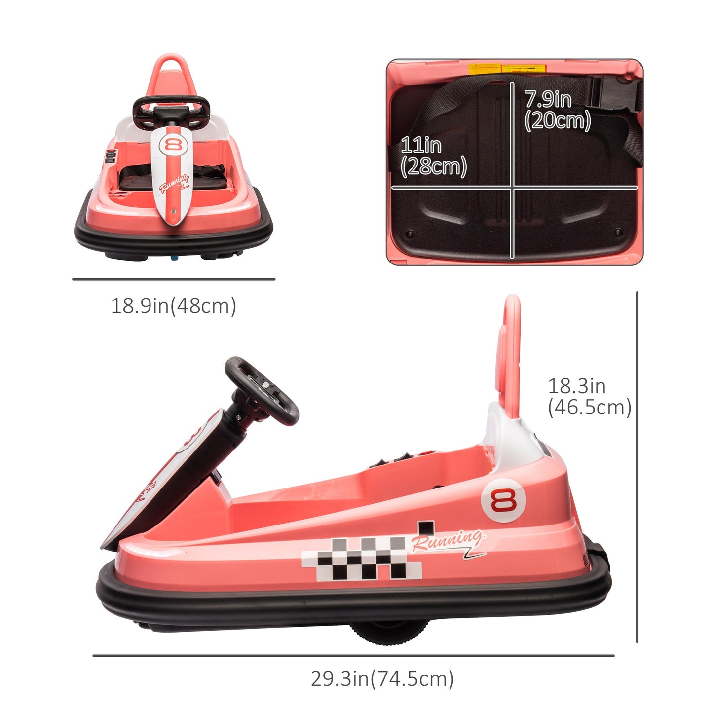 6V Kids Bumper Car with 360° Rotation, Music, Horn, Lights, Safety Belt - Pink Electric Toy Cars   at Gallery Canada