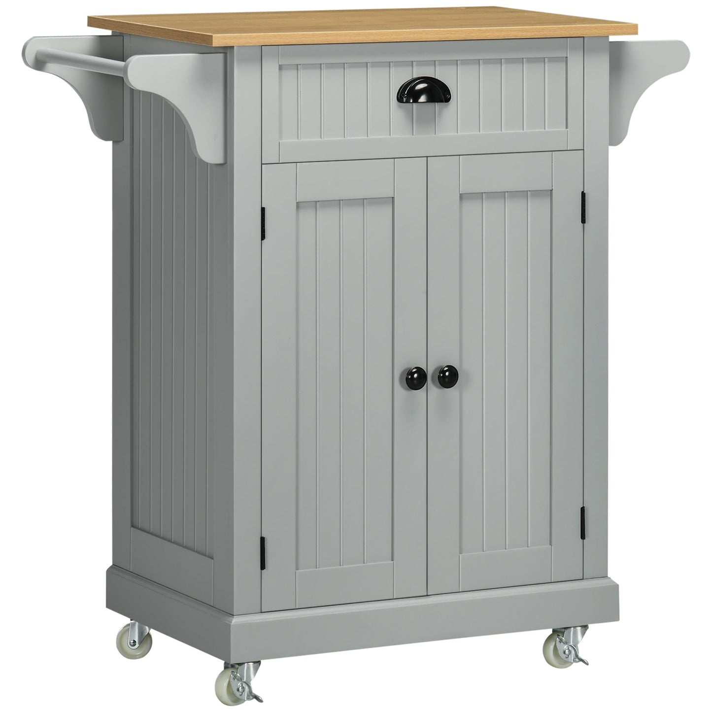 Rolling Kitchen Cart on Wheels, Utility Bar Cart with Drawer, 2 Towel Racks and Adjustable Shelf, Gray Kitchen Islands & Kitchen Carts Grey  at Gallery Canada