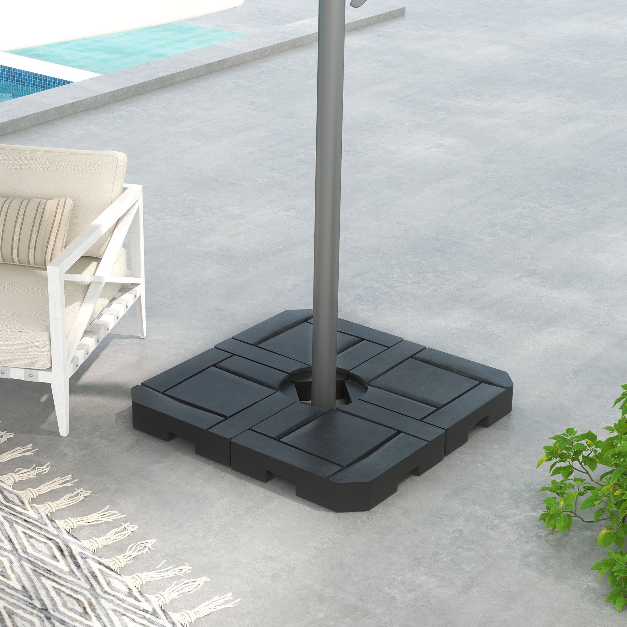 4PCs Patio Umbrella Base, Water or Sand Filled Cantilever Umbrella Weights for Cross Base with Handles, HDPE Umbrella Bases at Gallery Canada