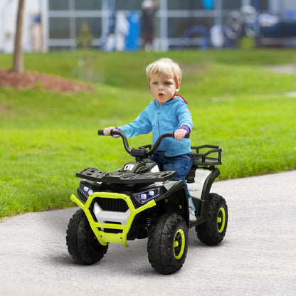 Kids ATV, 12V Battery Powered Electric Ride on Toy w/ Spring Suspension, Storage Basket, High &; Low Speed, Green Electric Ride On Toys Green at Gallery Canada