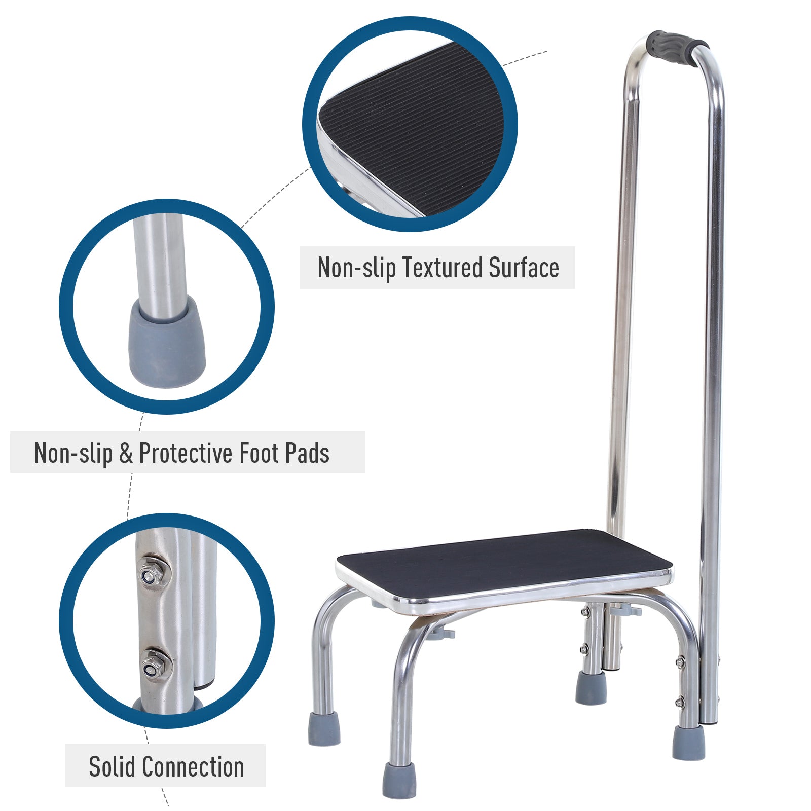 Step Stool with Handle for Adults and Seniors, Heavy Duty Metal Foot Step Stool for Elderly, Portable Stool with Anti-slip Design Ladders   at Gallery Canada