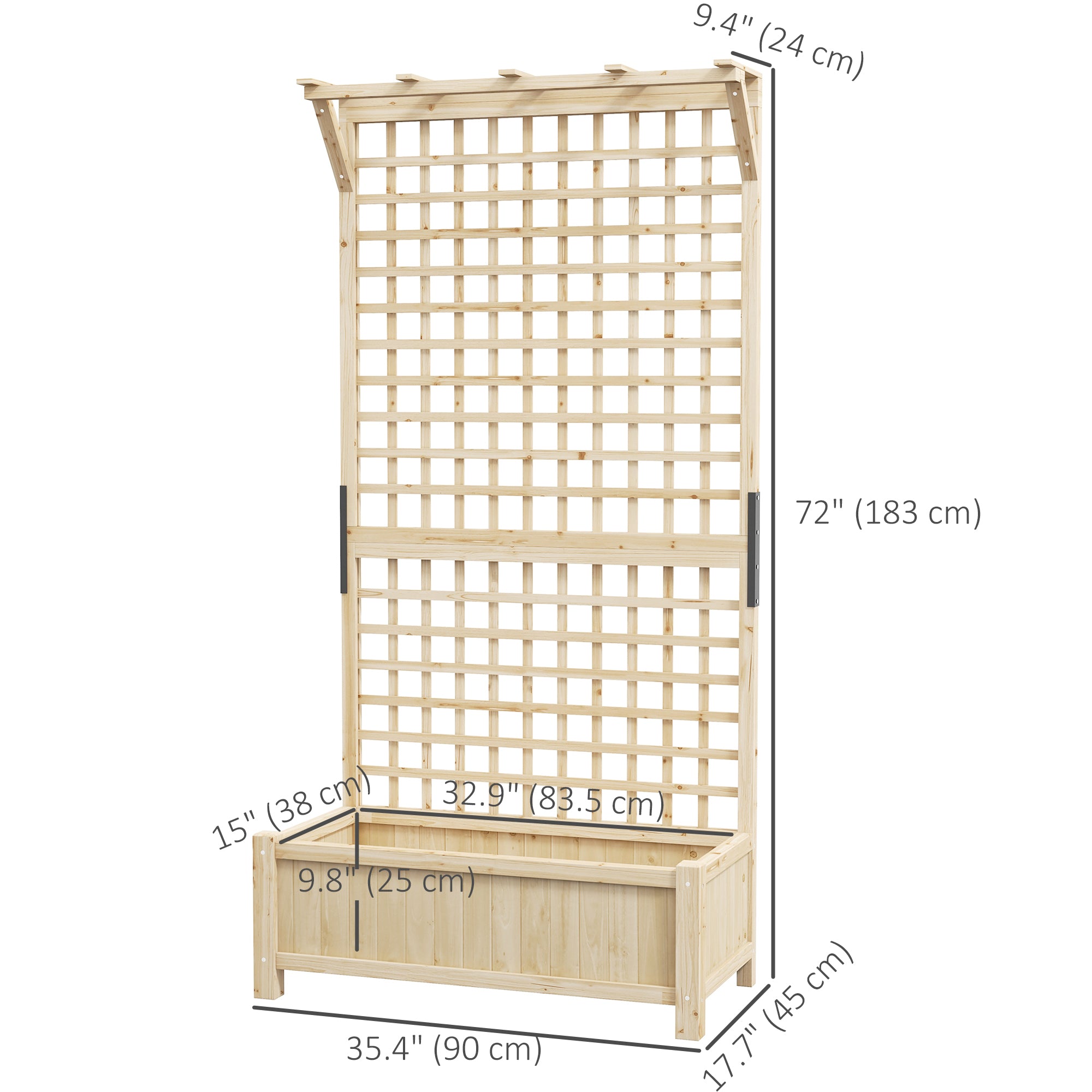 Wood Planter with Trellis for Vine Climbing, Raised Garden Bed, Privacy Screen for Backyard, Patio, Deck, Natural Wood Raised Garden Beds at Gallery Canada