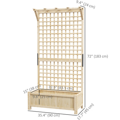 Wood Planter with Trellis for Vine Climbing, Raised Garden Bed, Privacy Screen for Backyard, Patio, Deck, Natural Wood Raised Garden Beds at Gallery Canada