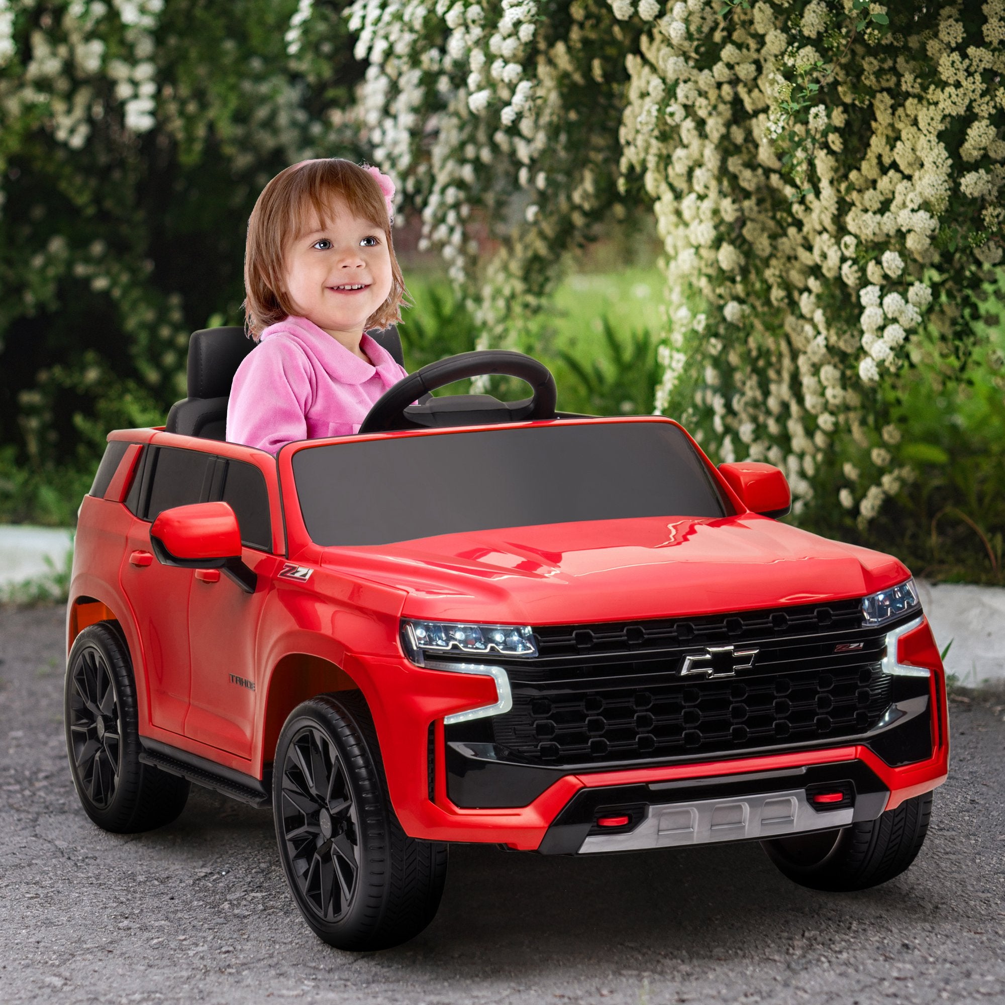 12V Licensed Chevrolet TAHOE Ride On Car with Remote Control for 3-6 Years Old, Red Electric Toy Cars Red  at Gallery Canada