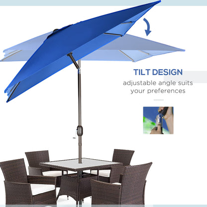 6.5x10ft Patio Umbrella, Rectangle Market Umbrella with Aluminum Frame and Crank Handle, Garden Parasol Outdoor Sunshade Canopy, Dark Blue Sun Umbrellas   at Gallery Canada