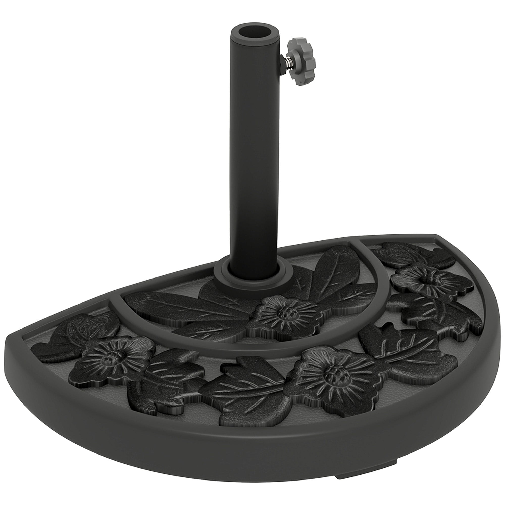 Half Umbrella Base, 21 lbs Concrete Half Umbrella Stand Outdoor Umbrella Base with Flower-Leaf Design, Patio Umbrella Stand for Outdoor Lawn Poolside, Black Umbrella Bases at Gallery Canada
