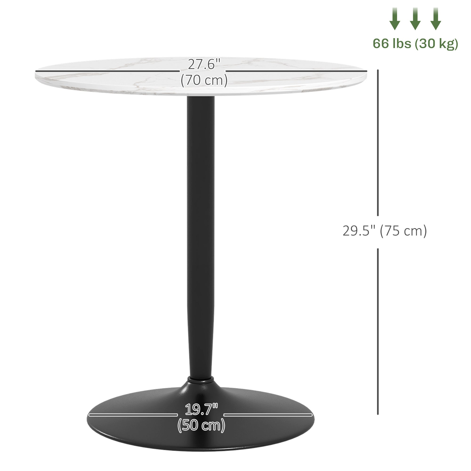 Modern Kitchen Table for 2, Round Dining Table with Steel Base for Living Room, Dining Room, White Marble Dining Tables   at Gallery Canada