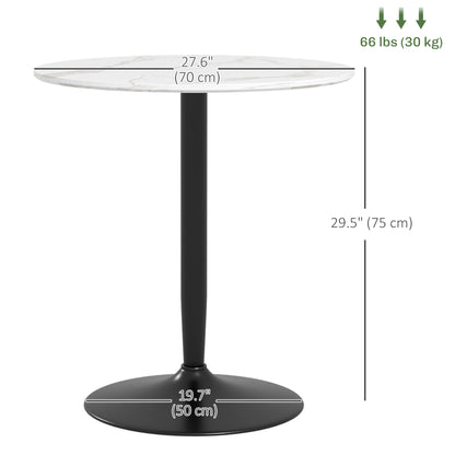 Modern Kitchen Table for 2, Round Dining Table with Steel Base for Living Room, Dining Room, White Marble Dining Tables   at Gallery Canada