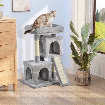 Plush Cat Tree Tower Activity Center with Sisal Scratching Post Scratching Board Perch Condo, Light Grey Cat Posts   at Gallery Canada