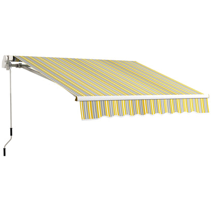 8' x 6.5' Manual Retractable Awning with LED Lights, Aluminum Sun Canopies for Patio Door Window, Yellow and Grey Door Awnings   at Gallery Canada