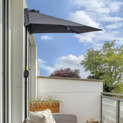 9ft Half Round Umbrella Outdoor Balcony Parasol Patio Garden Outdoor Window Sun Shade w/ 5 Ribs Grey Sun Umbrellas at Gallery Canada