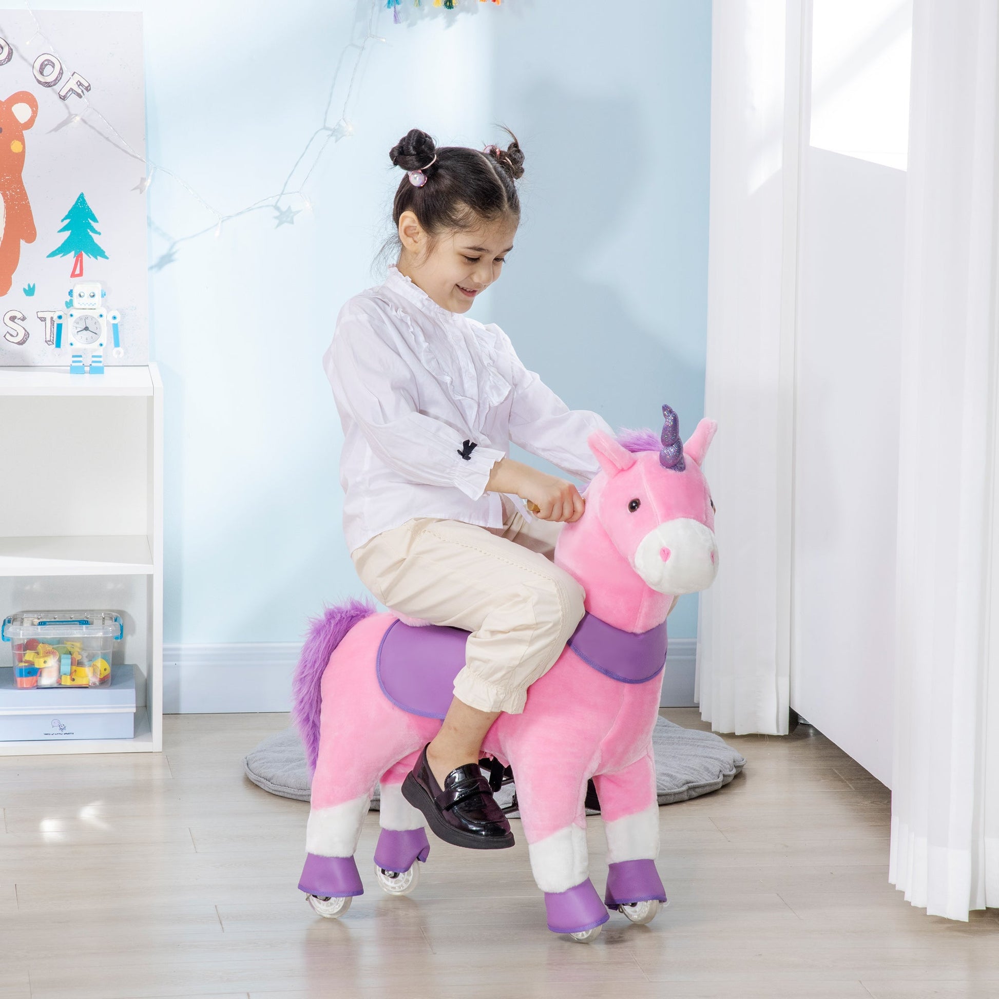 Ride On Unicorn Walking Horse Mechanical Pony Toy with Wheels Gift for 3-6 Years Girls Boys Pink Rocking Horses   at Gallery Canada