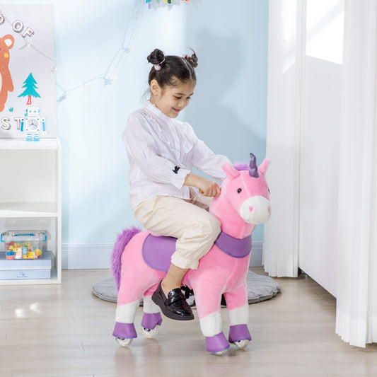 Ride On Unicorn Walking Horse Mechanical Pony Toy with Wheels Gift for 3-6 Years Girls Boys Pink Rocking Horses Pink  at Gallery Canada