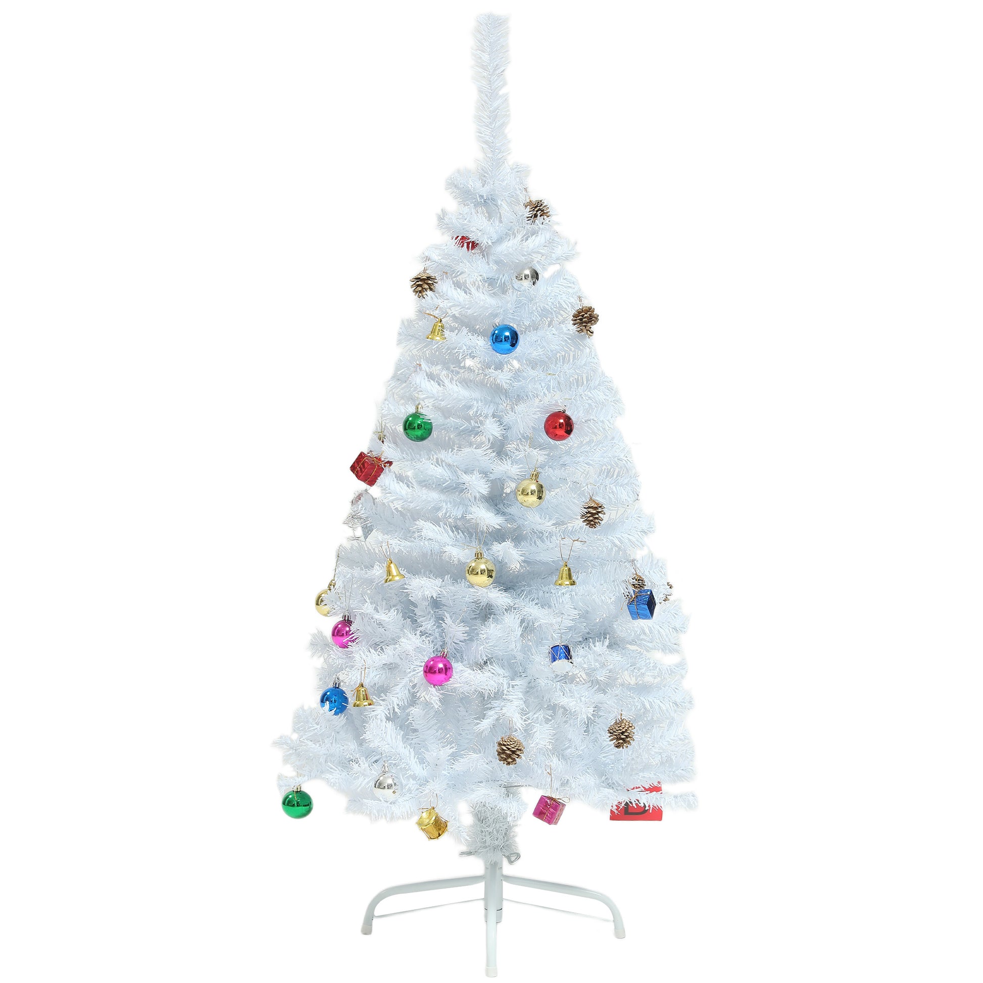 4ft Decorated Christmas Tree, Artificial Christmas Tree with Ornaments for Holidays, Party, White White Christmas Trees   at Gallery Canada