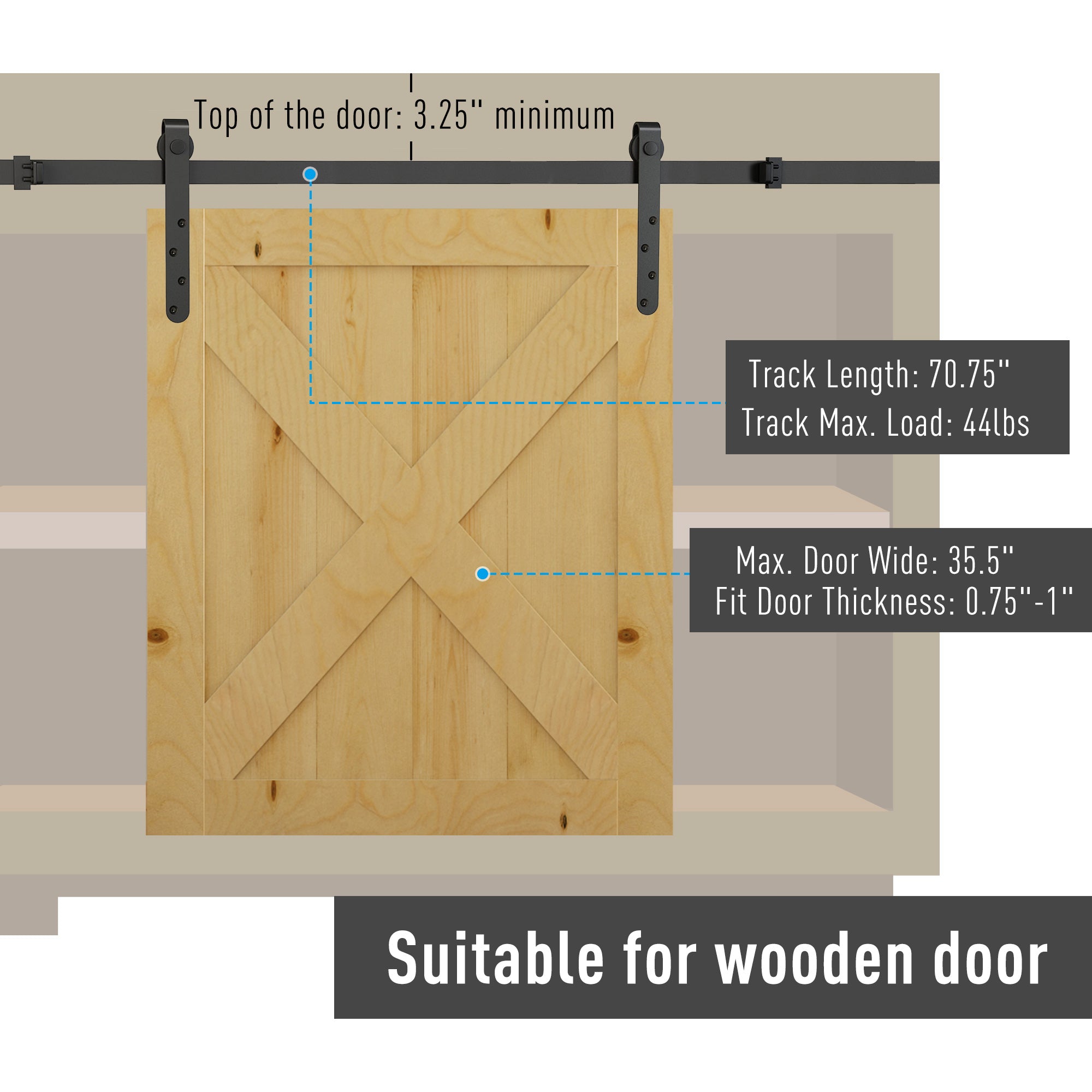 6FT Antique Sliding Barn Wood Door Hardware Kit Cabinet Closet Hanger Set for Single Door Coffee Door Hardware at Gallery Canada