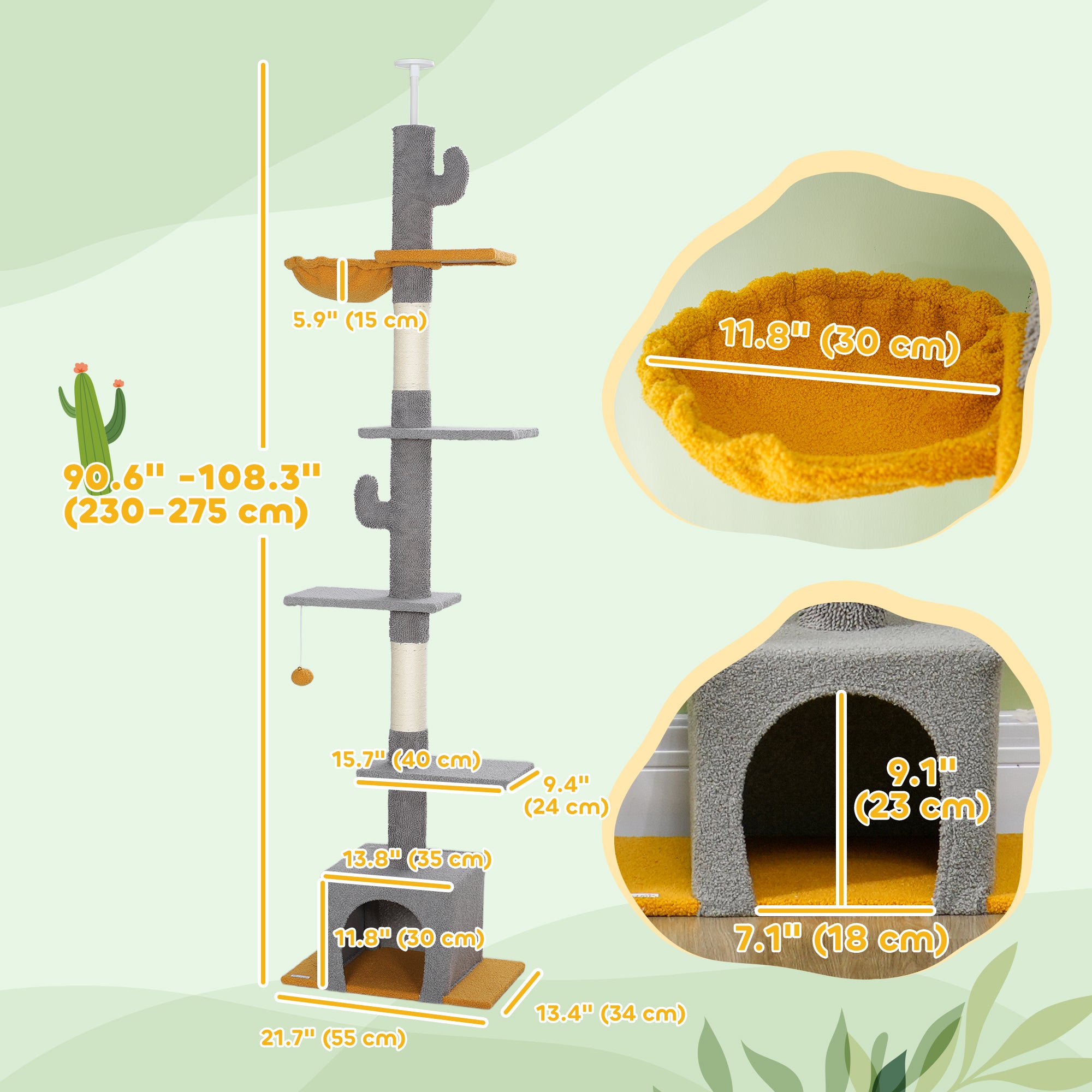 Floor to Ceiling Cat TreeTower with 90.5