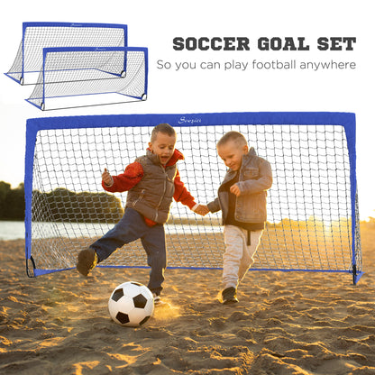 Set of 2 Soccer Nets for Backyard, Portable Soccer Goal for Practice with Carry Bag Football   at Gallery Canada