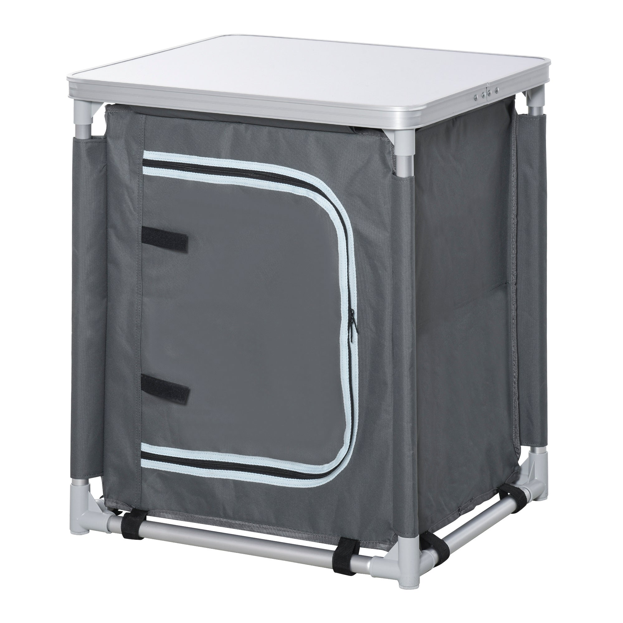 Camping Kitchen Station, Aluminum Camping Table Cook Cupboard with 2-Shelf and Carrying Bag for BBQ Party Picnics, Grey Picnic Tables & Camping Chairs Grey at Gallery Canada