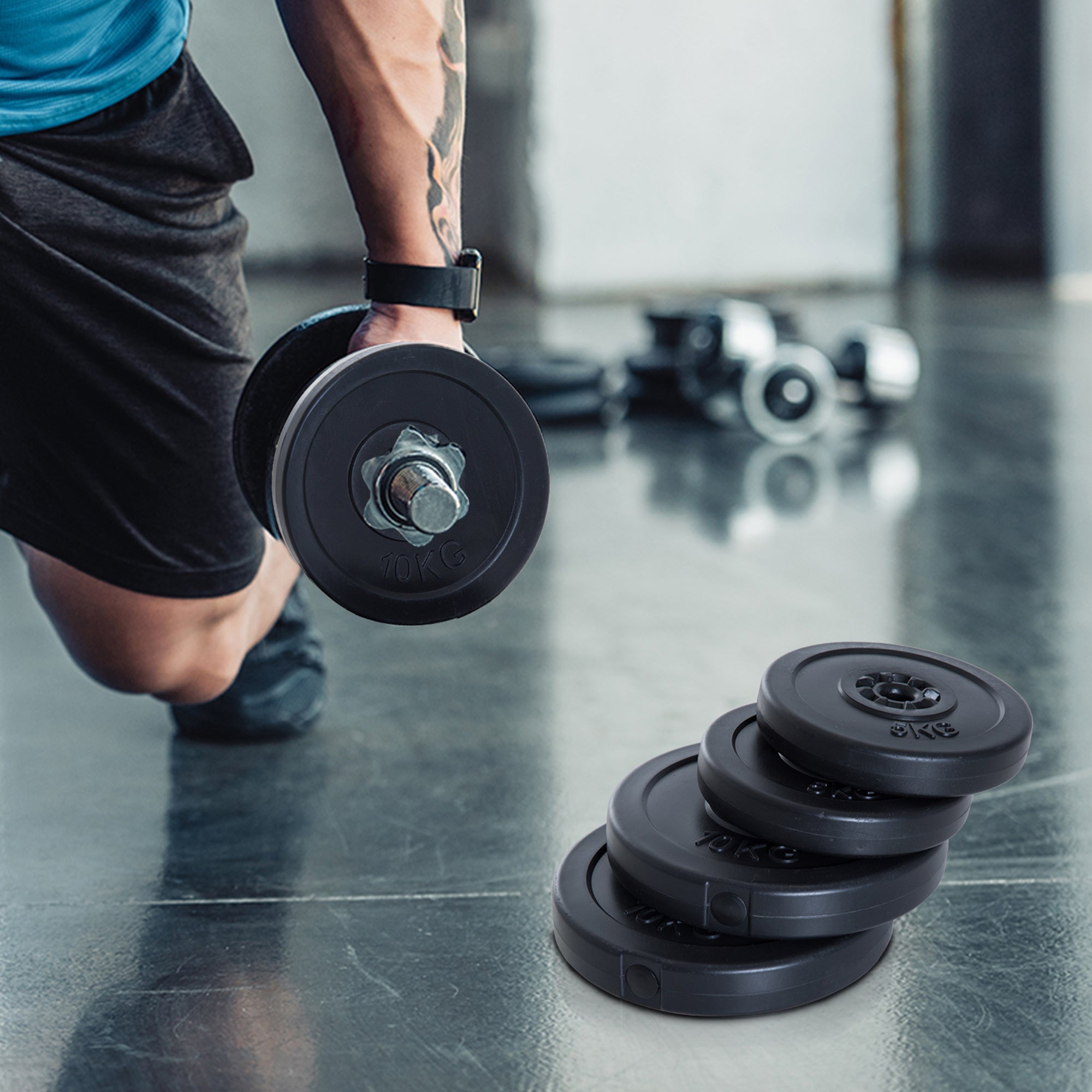 4 Piece dumbbell Weight Plates Set 2 x 11lbs and 2 x 22lbs Black (Weights Only) Dumbbells & Barbells at Gallery Canada
