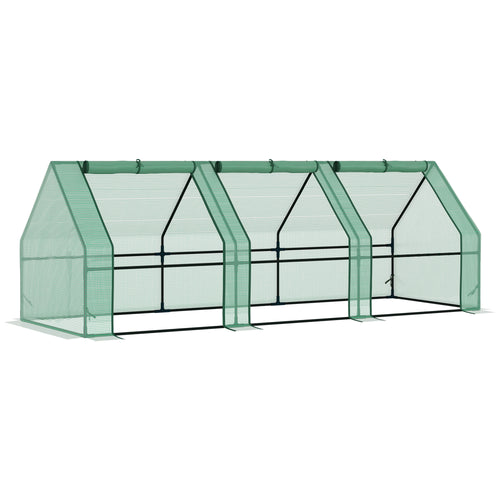 9' x 3' x 3' Portable Mini Greenhouse Tunnel Growing Tent Plants Flower Warm House w/ Zippered Roll-up Doors, PE Cover, Green
