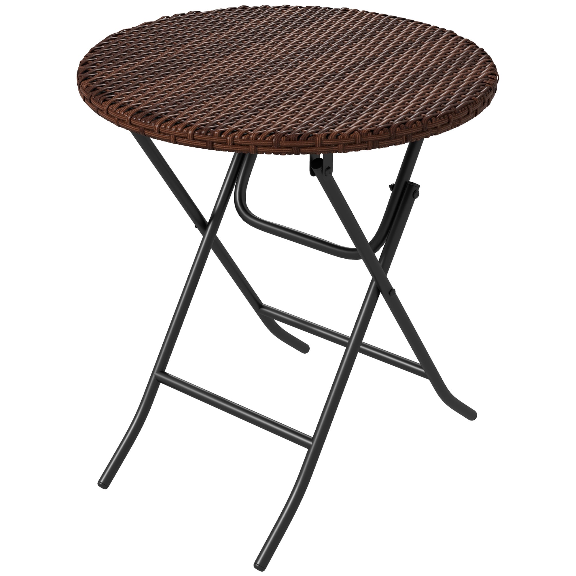 Outdoor PE Rattan Foldable End Table, Φ23.6