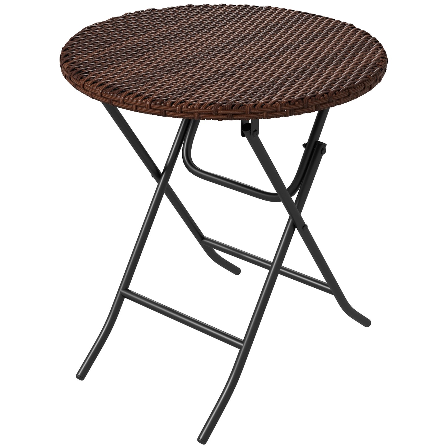 Outdoor PE Rattan Foldable End Table, Φ23.6" x 27.6" H, Brown Patio Side Tables Multi Colour  at Gallery Canada