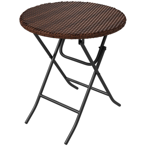 Outdoor PE Rattan Foldable End Table, Φ23.6