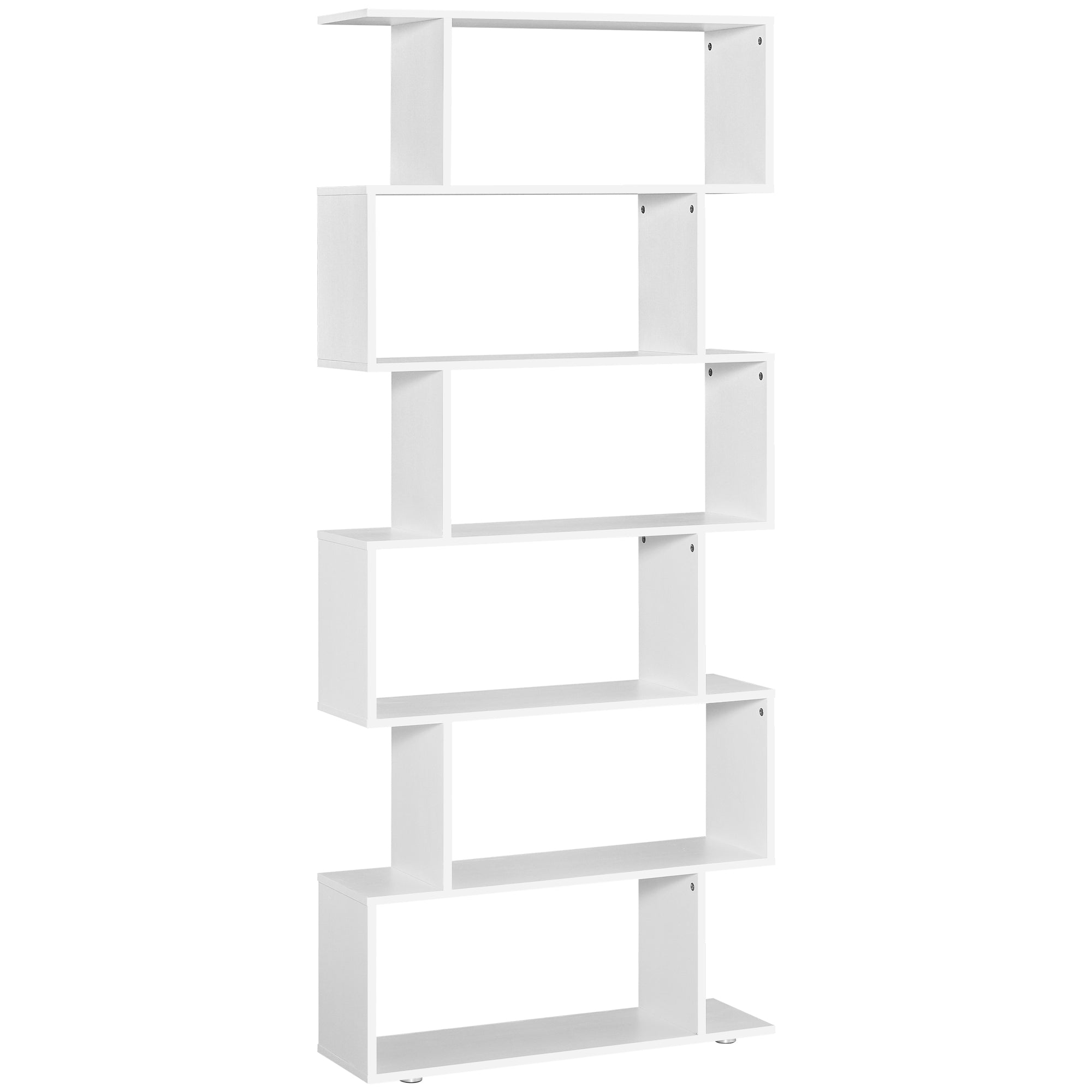 6-Tier Wooden Bookcase S Shape Storage Display Unit Home Divider Office Furniture White Display Bookshelves   at Gallery Canada