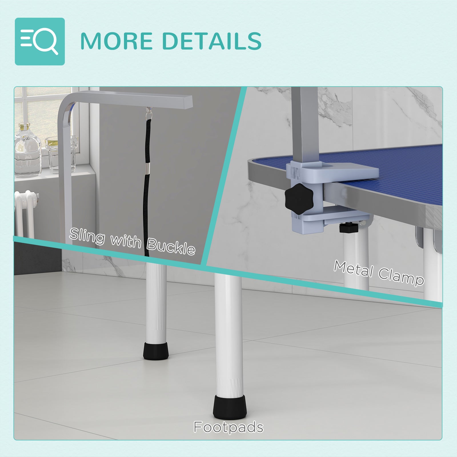 Foldable Pet Grooming Table for Dogs Cats with Adjustable Arm, Non-slip Surface, Blue Dog Grooming Tables at Gallery Canada