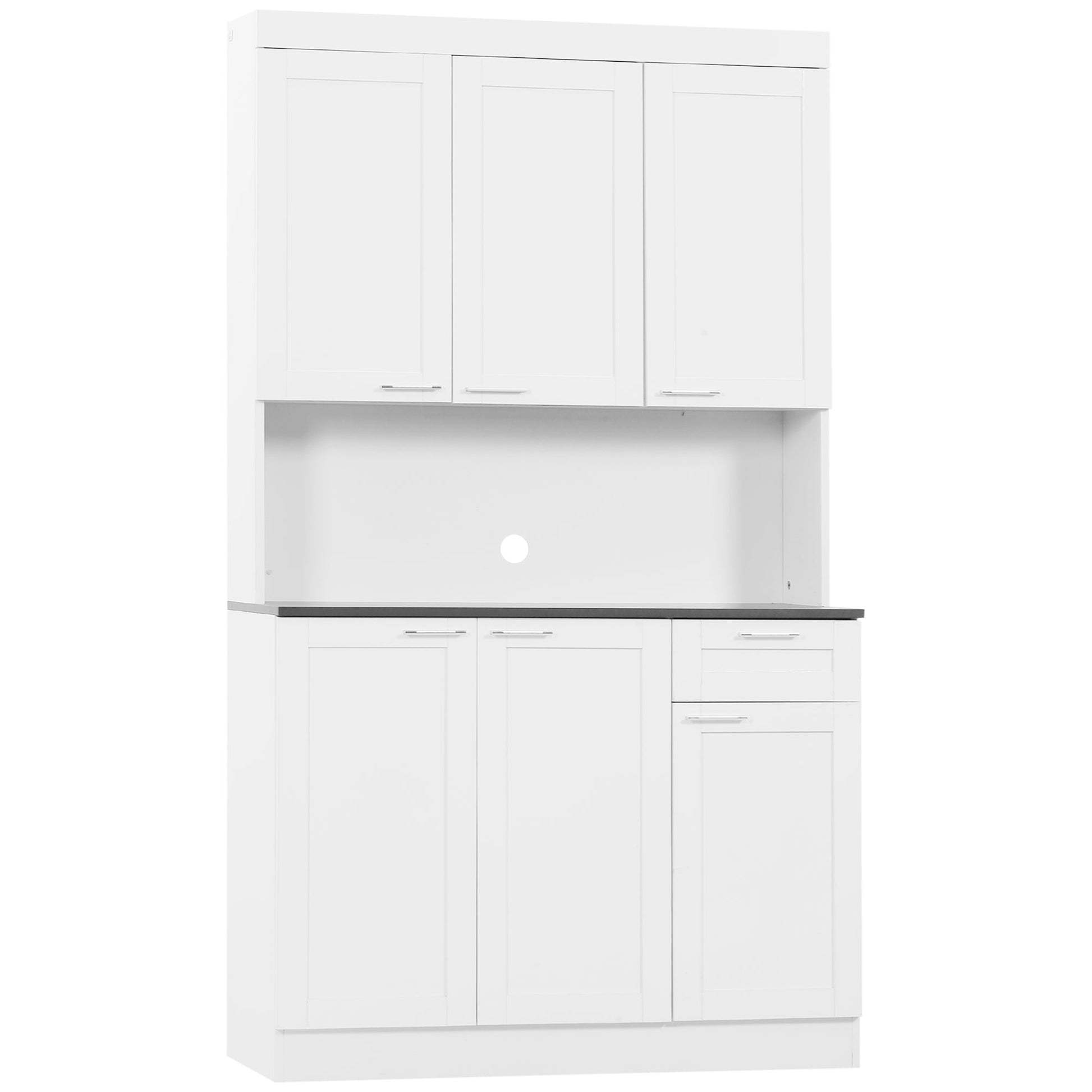 71" Kitchen Pantry Cabinet, Storage Buffet with Hutch, Adjustable Shelves for Living Room, High Gloss White Kitchen Pantry Cabinets High Gloss White  at Gallery Canada