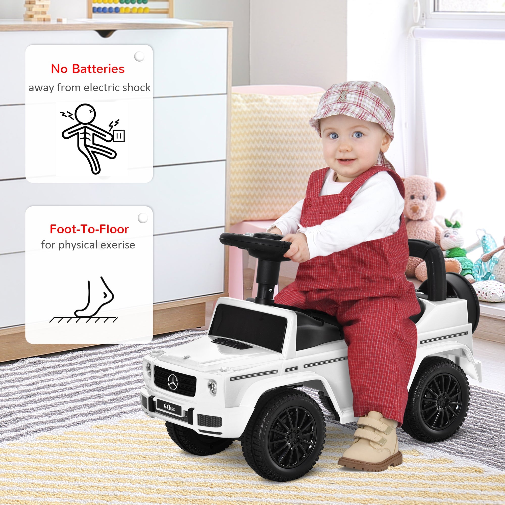 Compatible Baby Toddler Push Car Foot-to-Floor Ride-On Wheel Mercedes-Benz G350 Licensed White Push Cars for Toddlers   at Gallery Canada